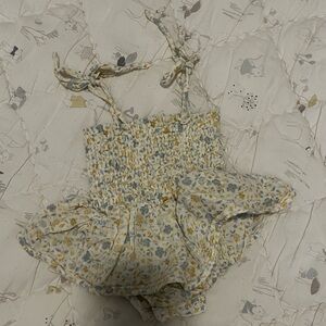 Angel Dear Blue and Yellow Floral Baby Romper